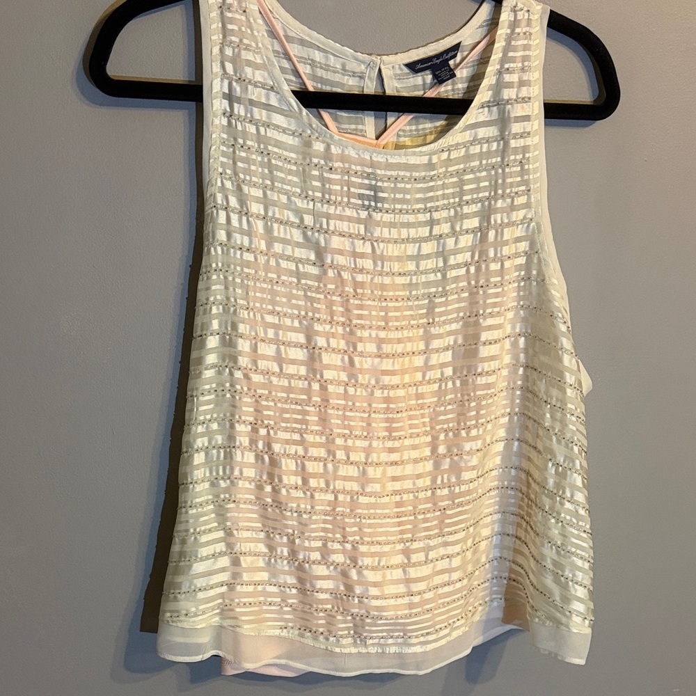 American Eagle Outfitters sleeveless cream/ coral tank top. Size XXL